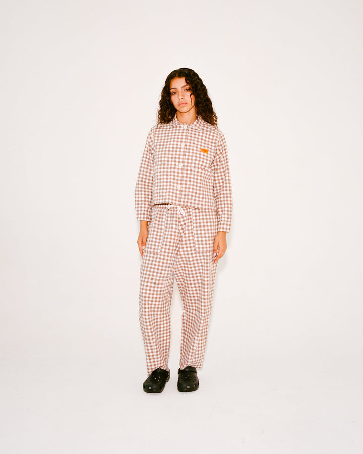 Service Works - Women's Cropped Work Jacket - Brown Gingham