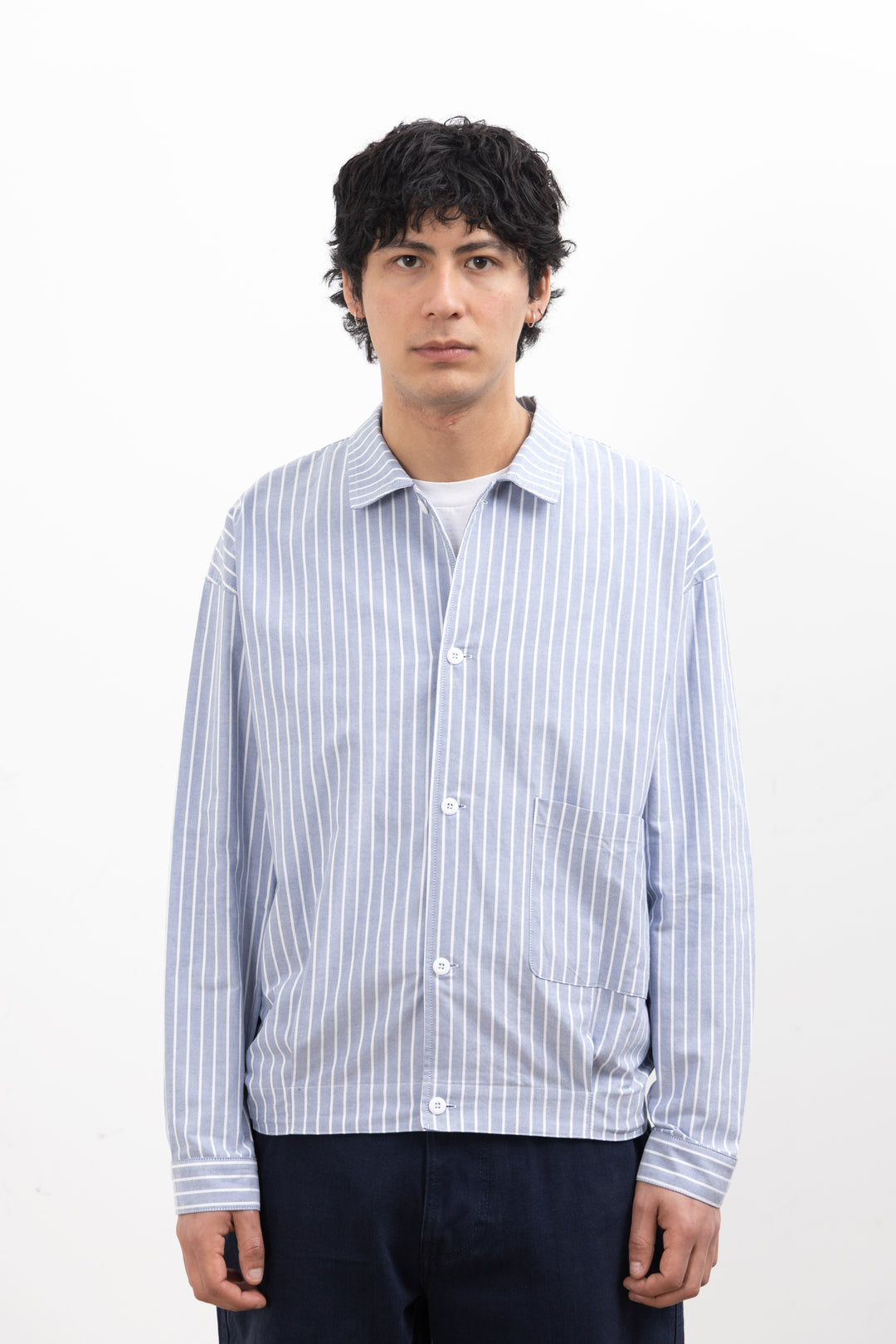 Blacksmith - Striped 50's Blouson - Blue