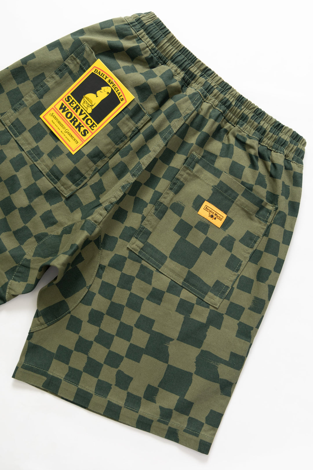 Service Works - Printed Chef Shorts - Olive Checker