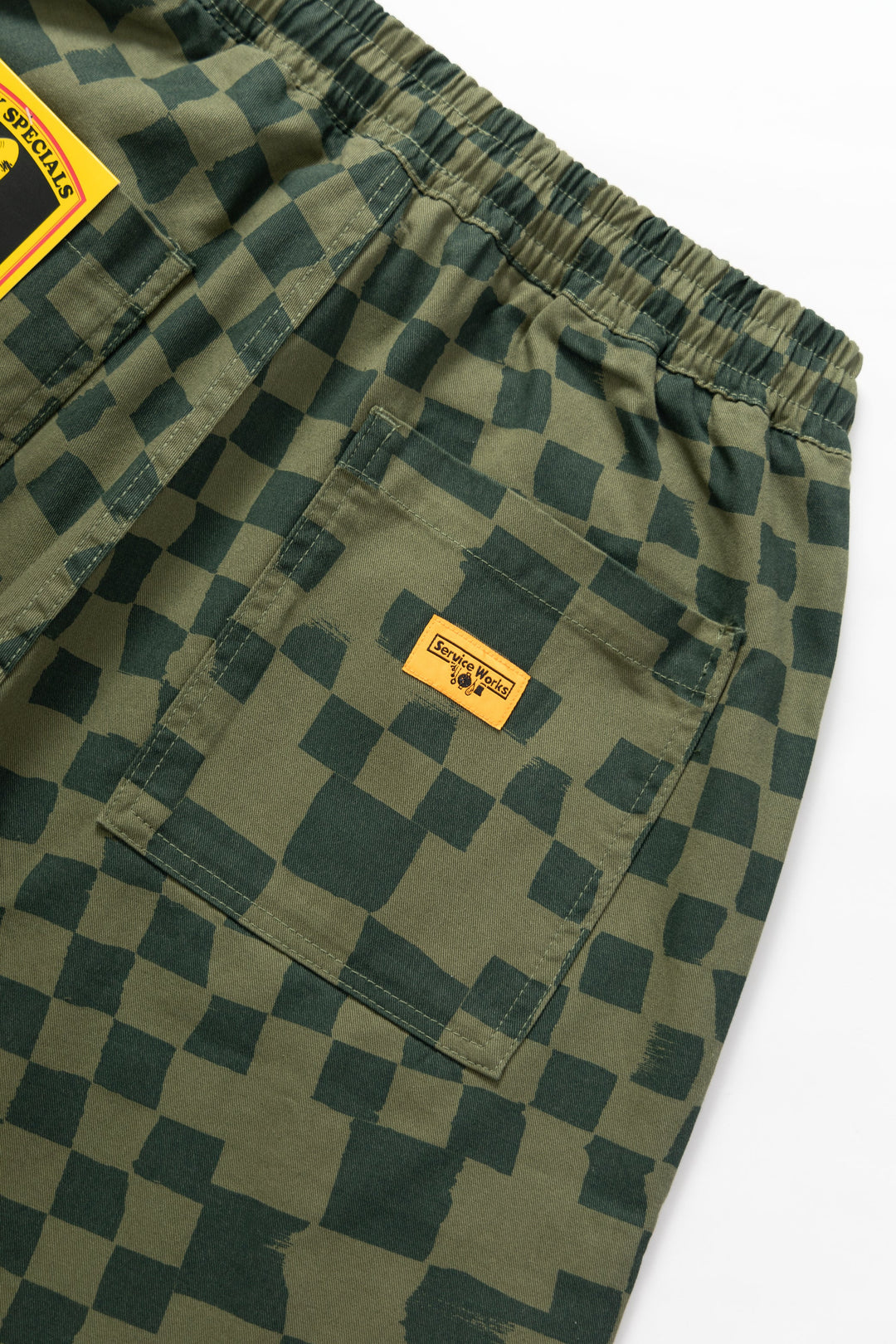 Service Works - Printed Chef Shorts - Olive Checker