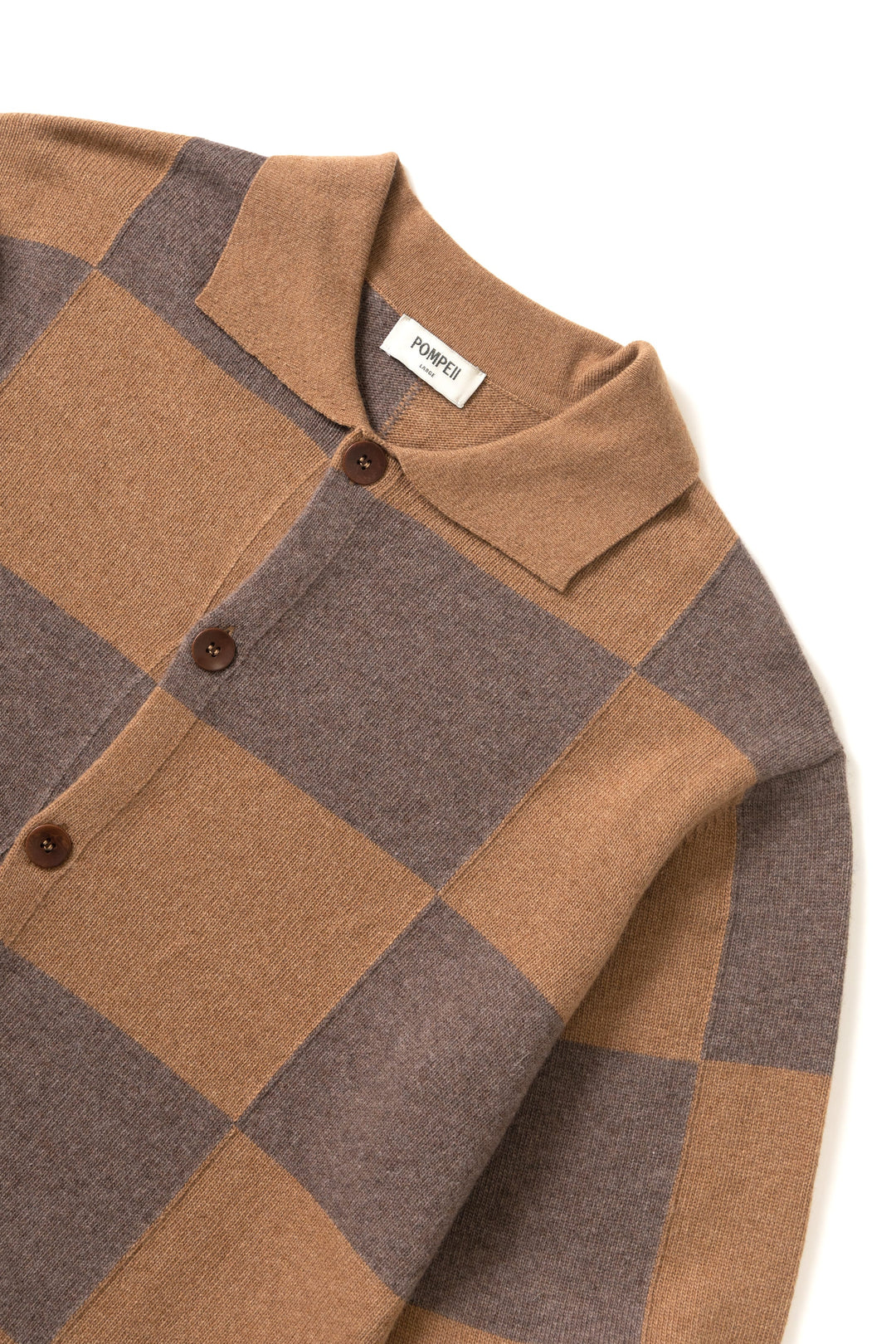 Pompeii - Checked Cardigan Polo - Dark Chocolate
