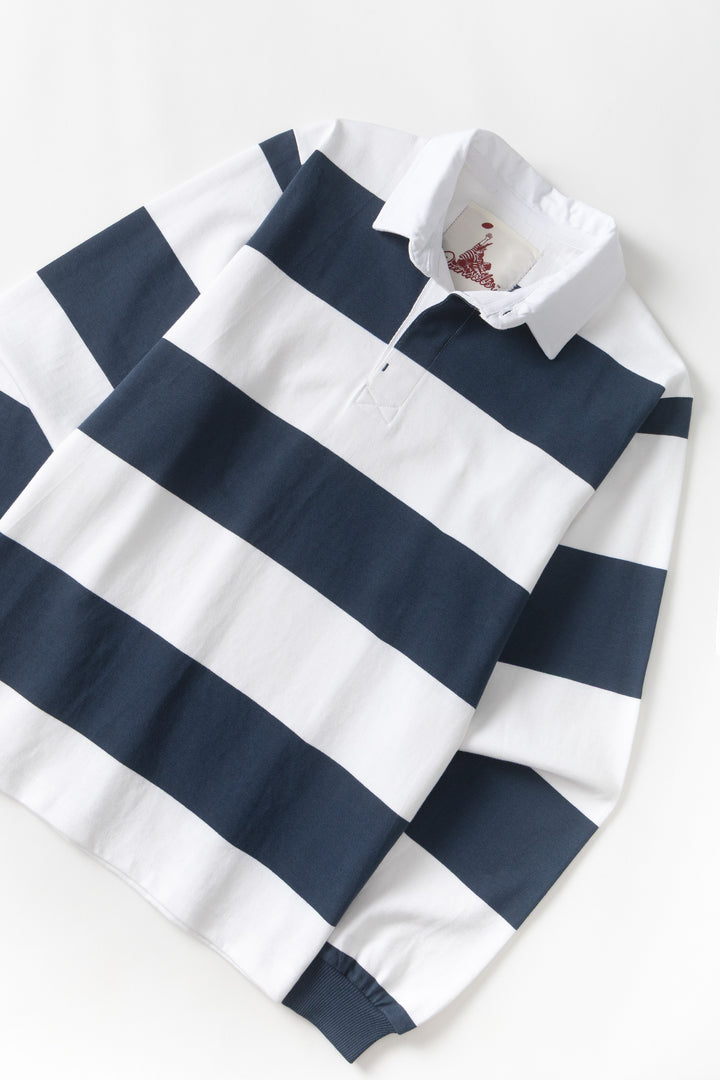 Opensider - Classic Rugby Shirt - Blue Wide-Stripe