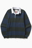Opensider - Classic Rugby Shirt - Blue/Green Wide-Stripe