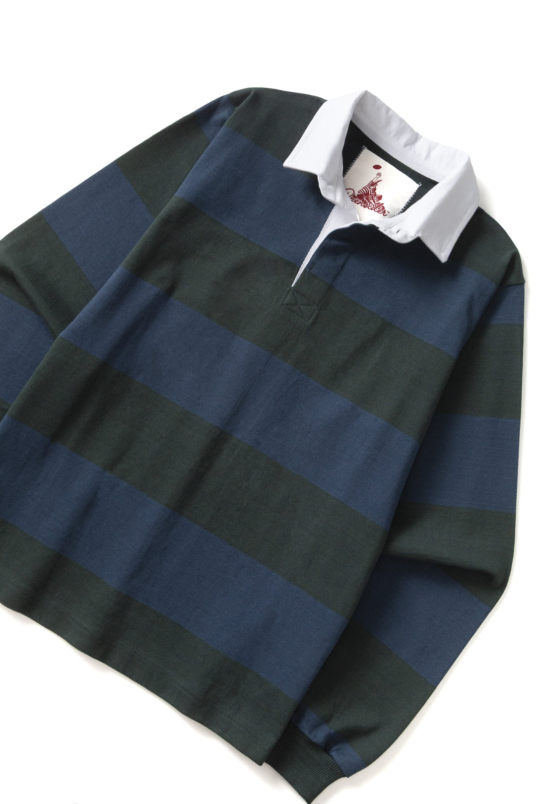 Opensider - Classic Rugby Shirt - Blue/Green Wide-Stripe