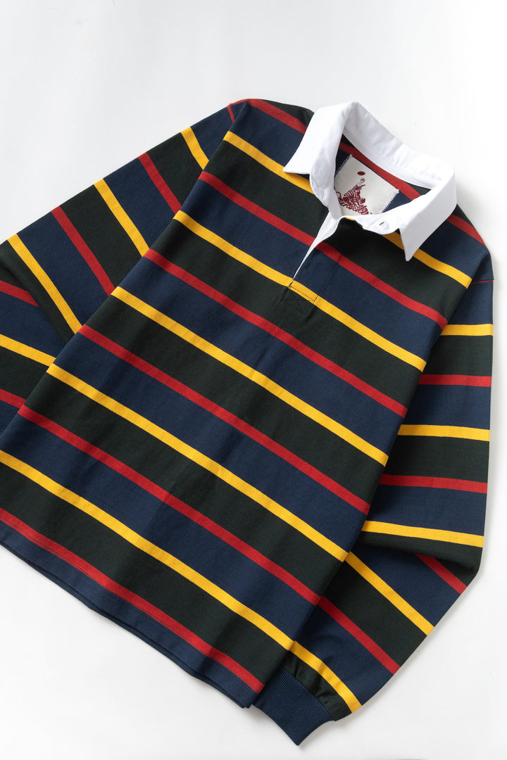 Opensider - Classic Rugby Shirt - Forest Multi-Stripe