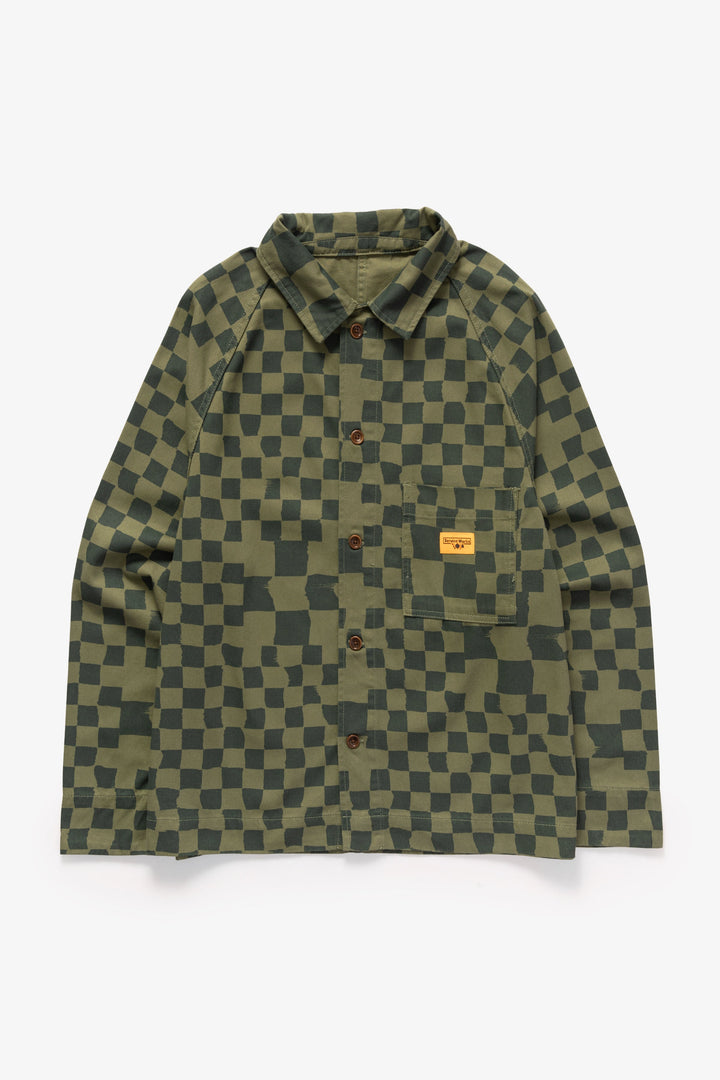 Service Works - Drill Printed Front Of House Jacket - Olive Checker