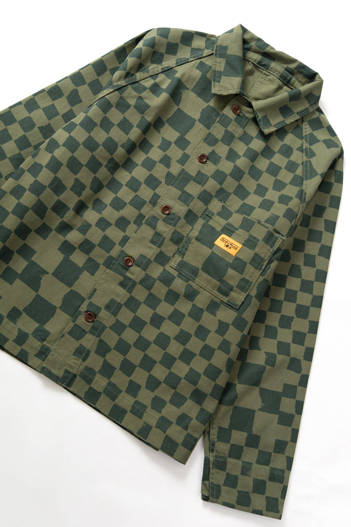 Service Works - Drill Printed Front Of House Jacket - Olive Checker