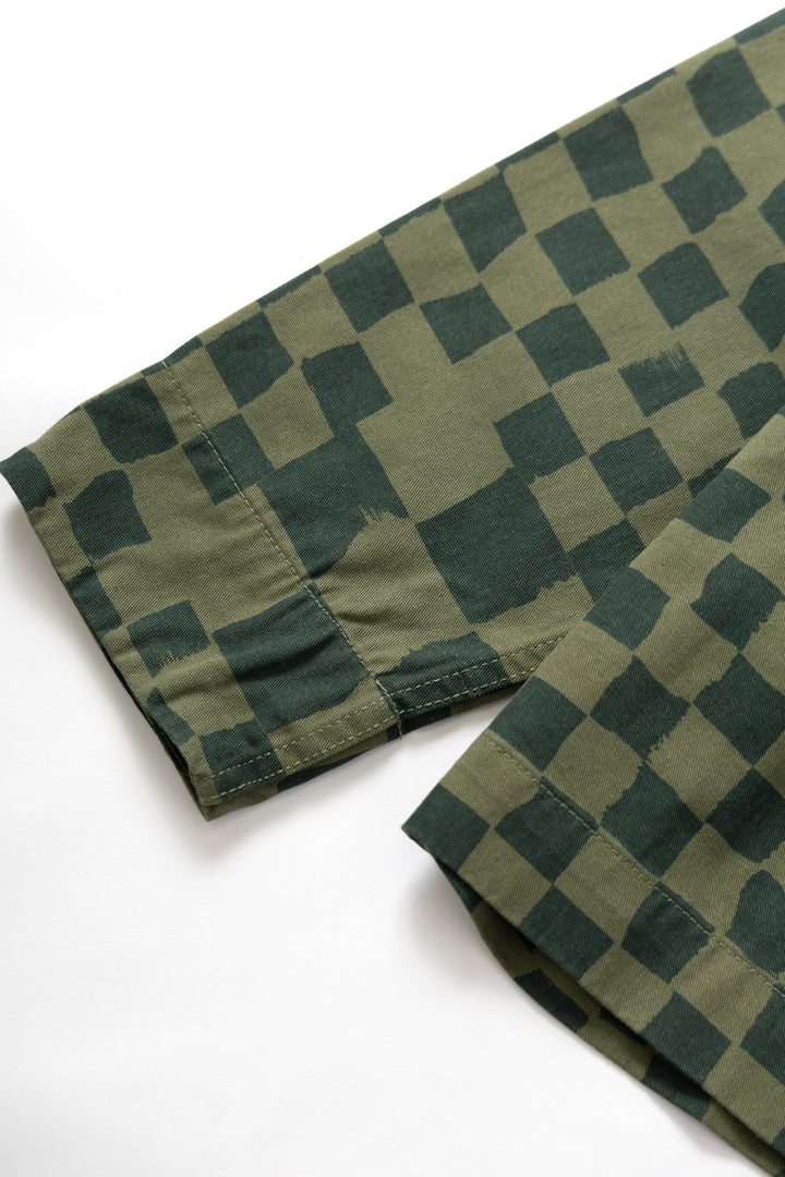 Service Works - Drill Printed Front Of House Jacket - Olive Checker