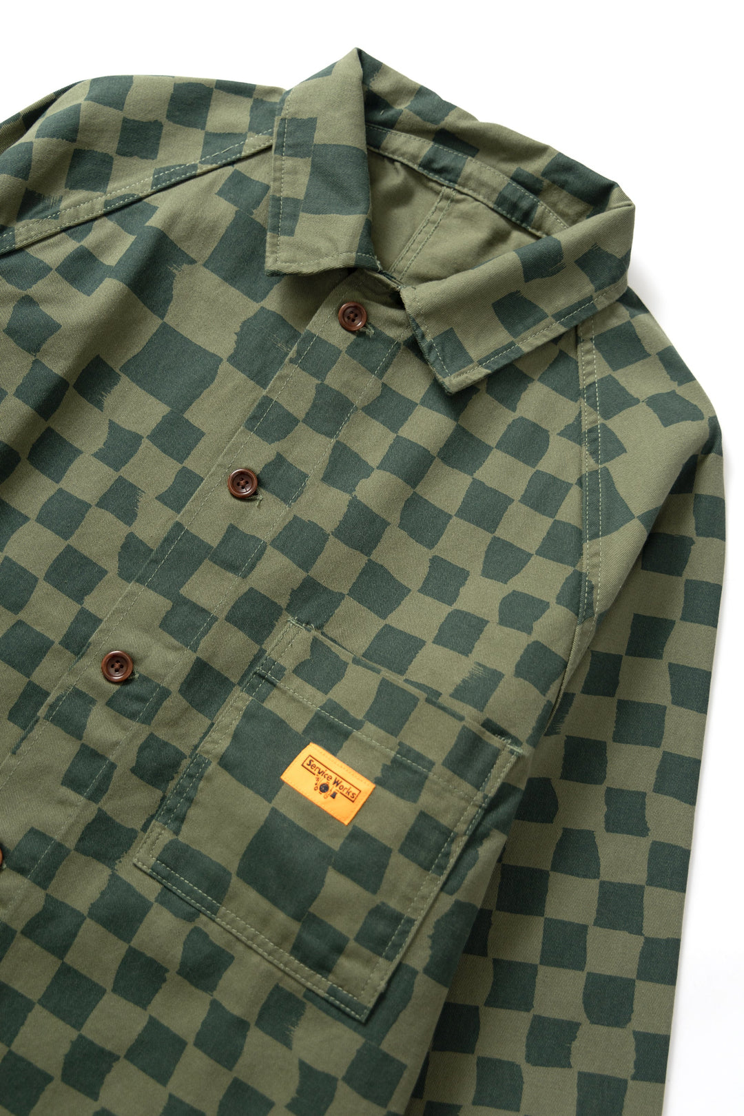 Service Works - Drill Printed Front Of House Jacket - Olive Checker