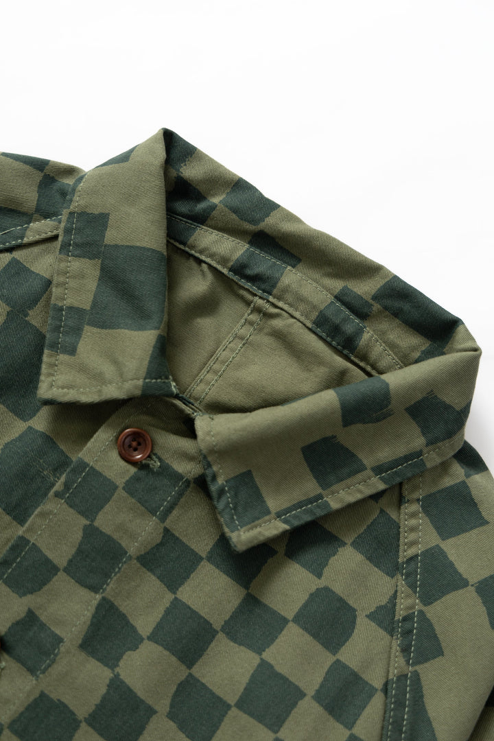 Service Works - Drill Printed Front Of House Jacket - Olive Checker