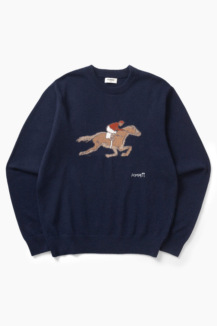 Pompeii - Equestrian Knit Sweater - Navy