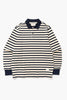 Okonkwo MFG - Long Sleeve Striped Polo Shirt - Navy