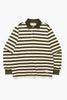 Okonkwo MFG - Long Sleeve Striped Polo Shirt - Olive