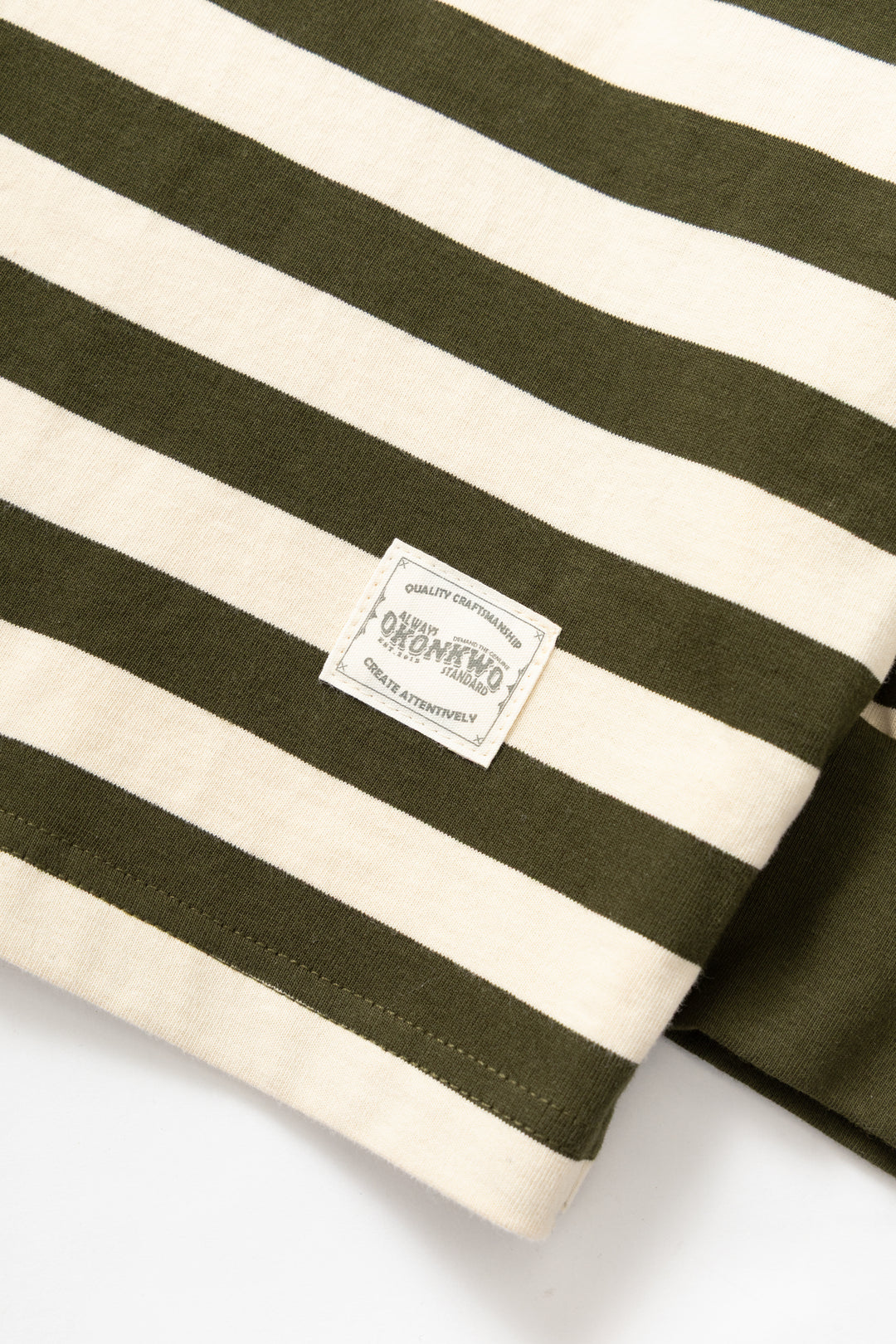 Okonkwo MFG - Long Sleeve Striped Polo Shirt - Olive