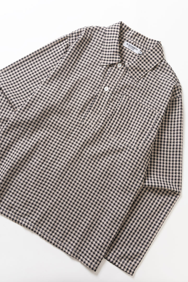 Blacksmith - Two Button Popover Shirt - Black Gingham