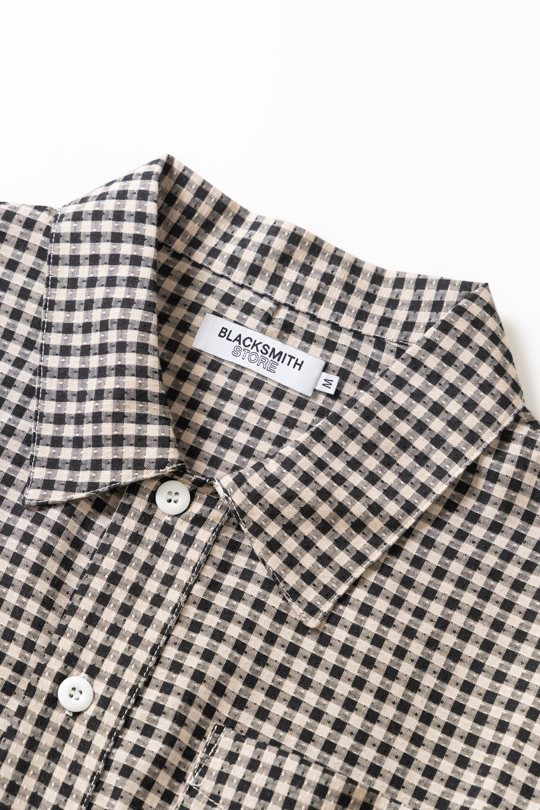 Blacksmith - Two Button Popover Shirt - Black Gingham