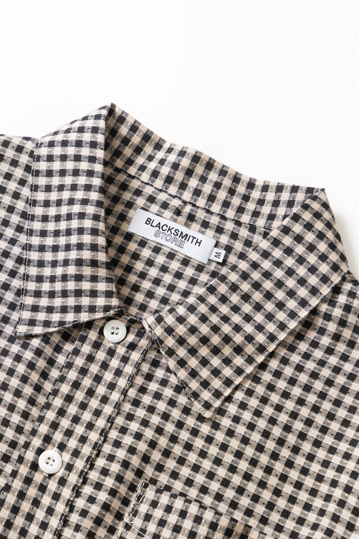 Blacksmith - Two Button Popover Shirt - Black Gingham