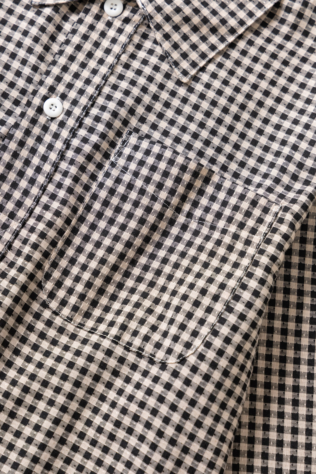 Blacksmith - Two Button Popover Shirt - Black Gingham