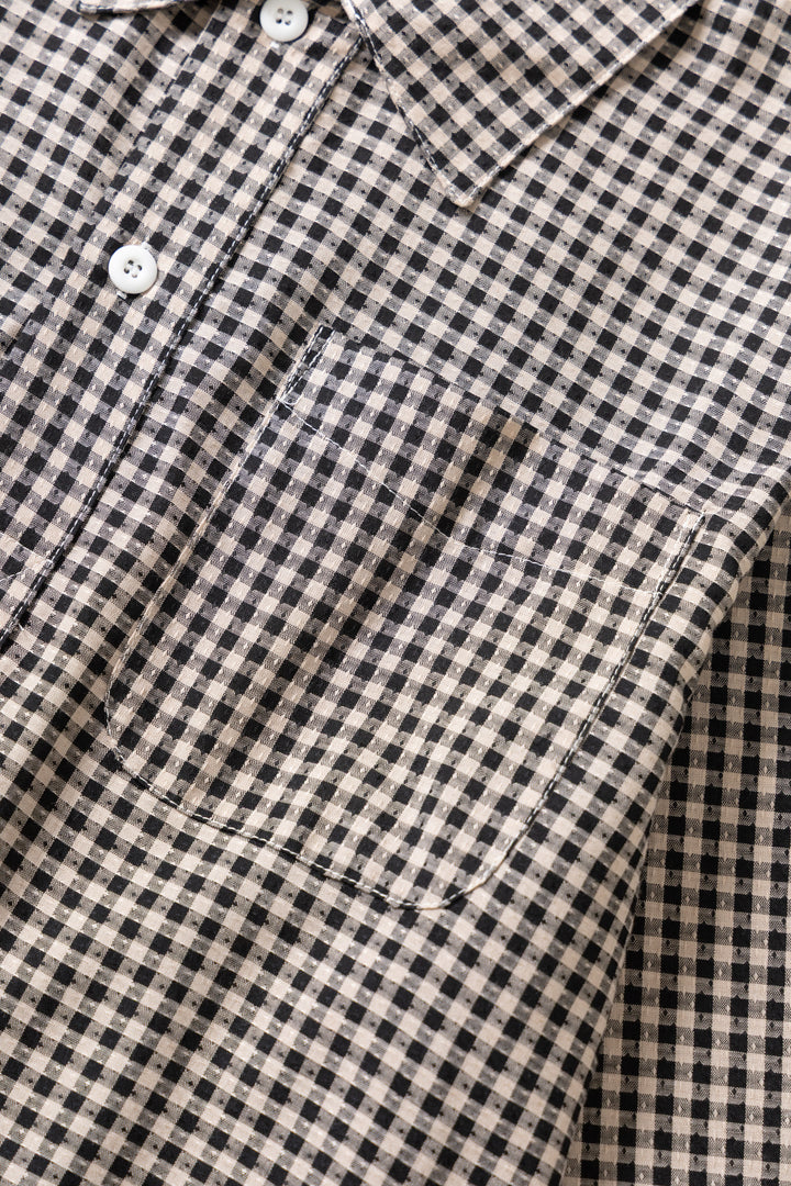 Blacksmith - Two Button Popover Shirt - Black Gingham