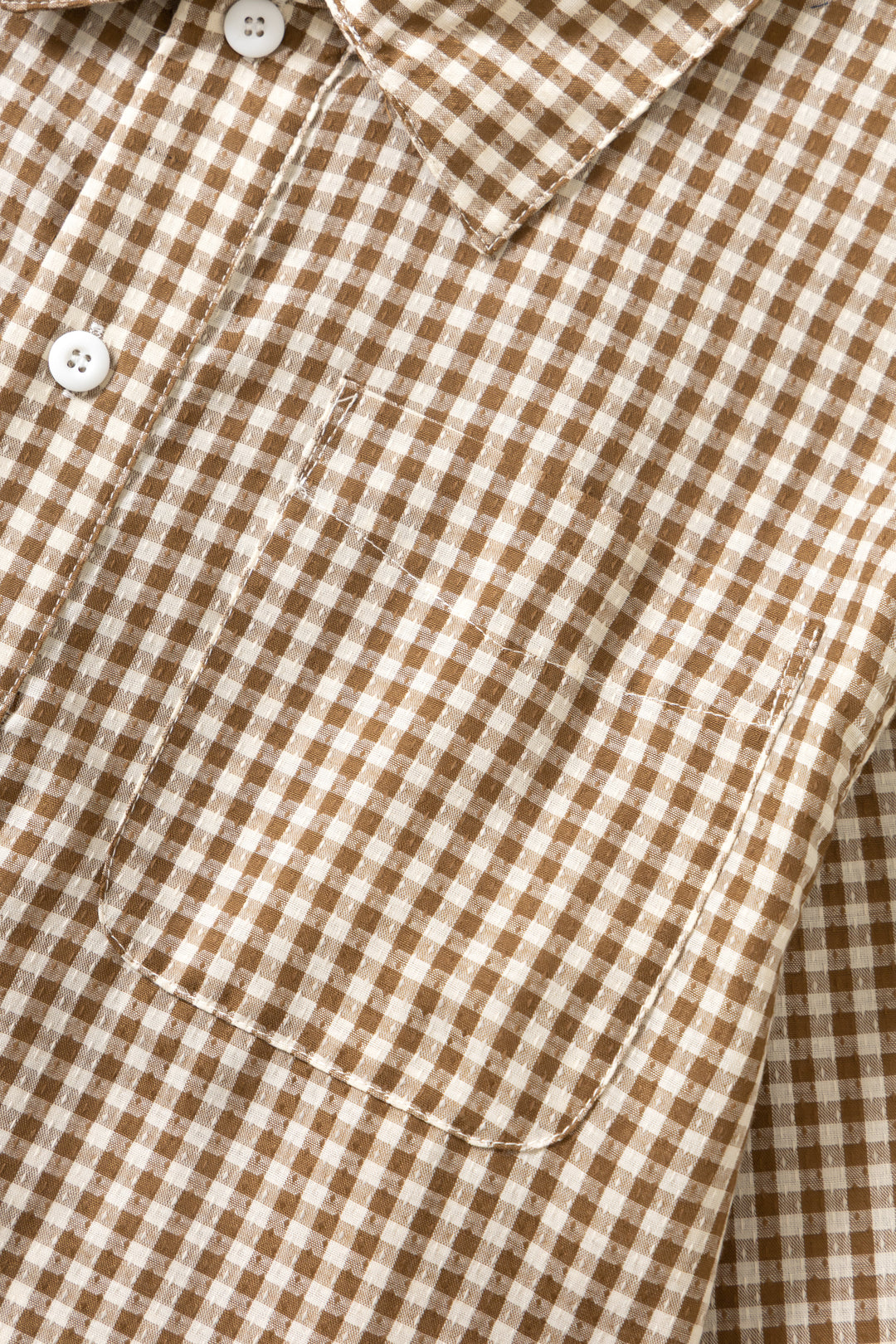 Blacksmith - Two Button Popover Shirt - Brown Gingham