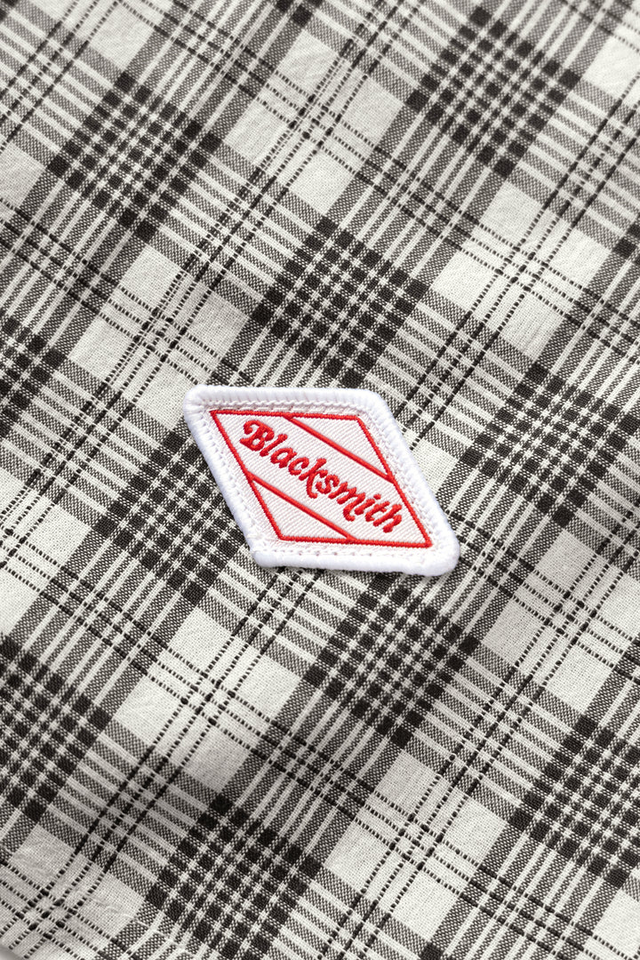 Blacksmith - Short Sleeved Popover Shirt - Black Plaid