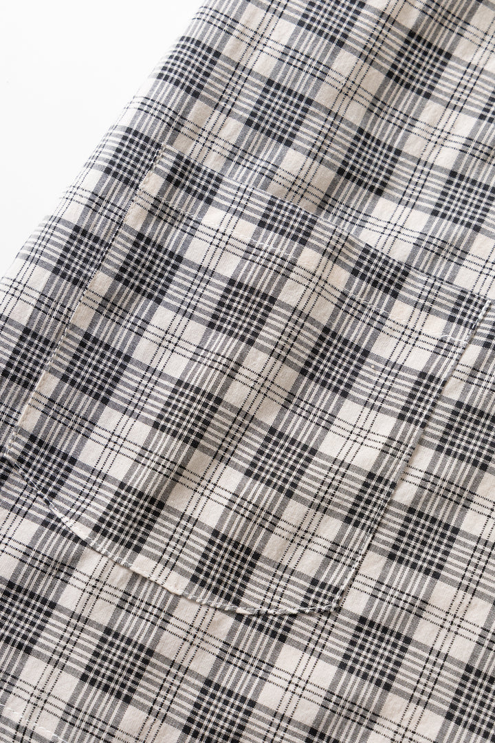 Blacksmith - Short Sleeved Popover Shirt - Black Plaid