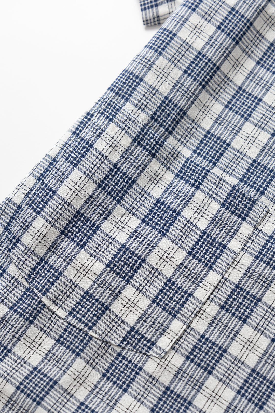 Blacksmith - Short Sleeved Popover Shirt - Navy Plaid