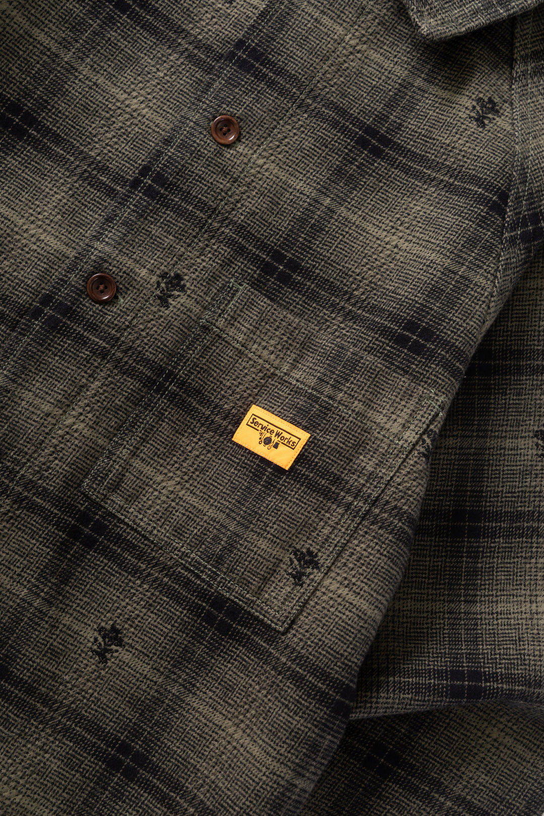 Service Works - Thistle Plaid Front Of House Jacket - Olive
