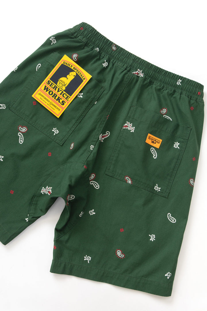 Service Works - Paisley Chef Shorts - Forest