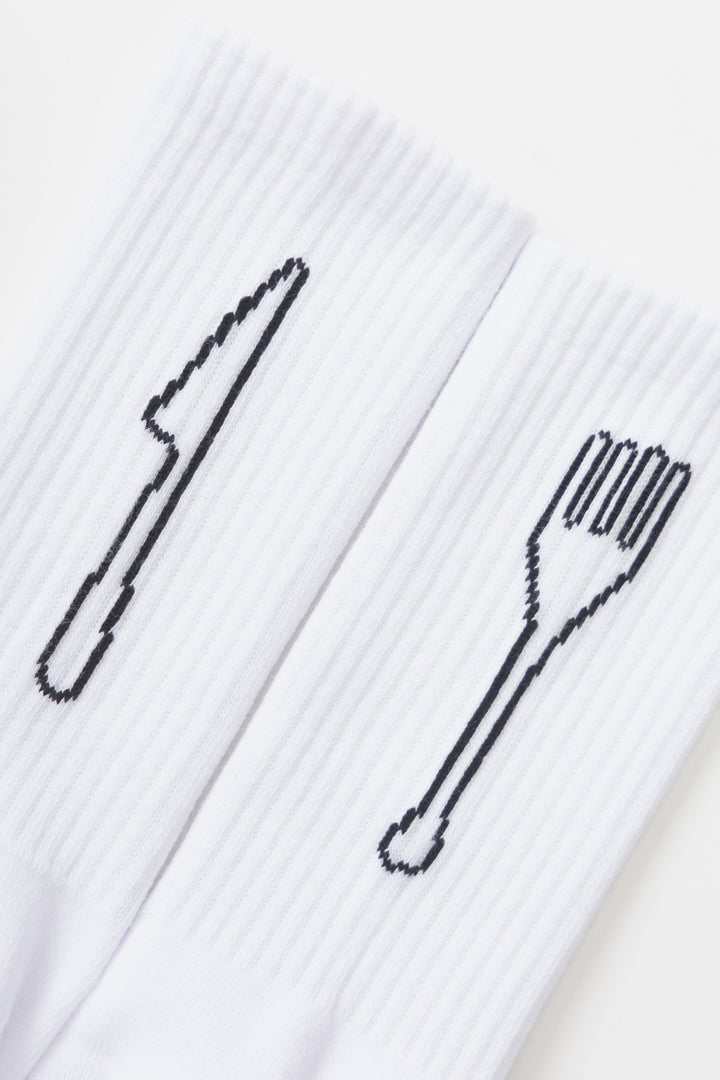 Service Works - Knife & Fork Socks - White