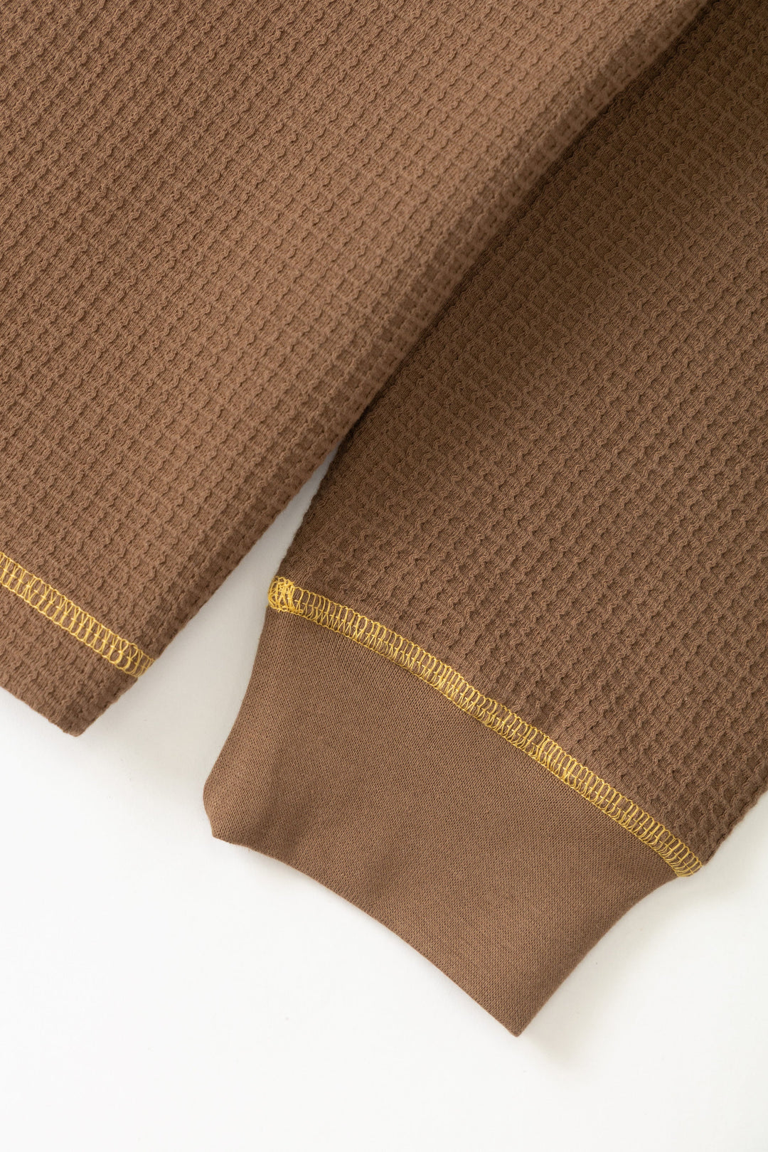 Service Works -  Waffle Contrast Thermal Long Sleeve Tee - Brown/Yellow