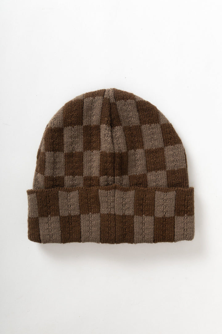 Service Works -  Chunky Check Beanie - Brown