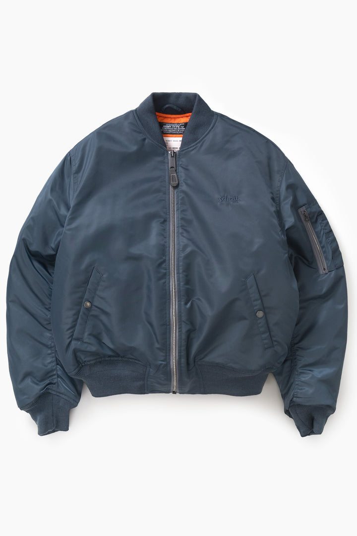 Schott N.Y.C - 90's Nylon Bomber Jacket - Navy