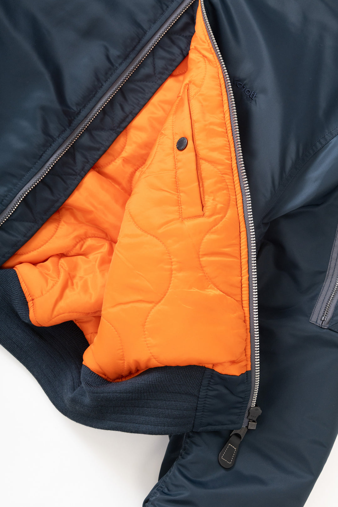 Schott N.Y.C - 90's Nylon Bomber Jacket - Navy