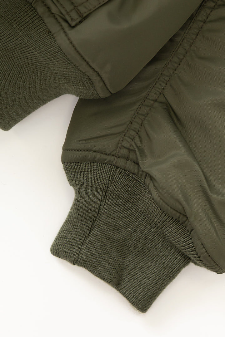 Schott N.Y.C - 90's Nylon Collared Bomber Jacket - Army Khaki
