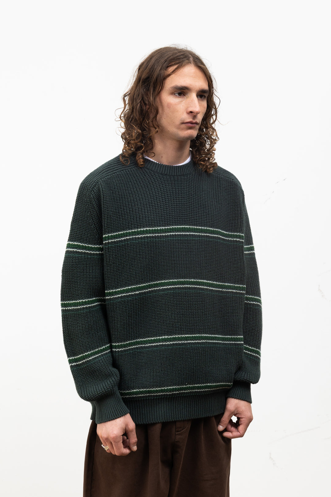Blacksmith - Stripe Knit Crew - Forest