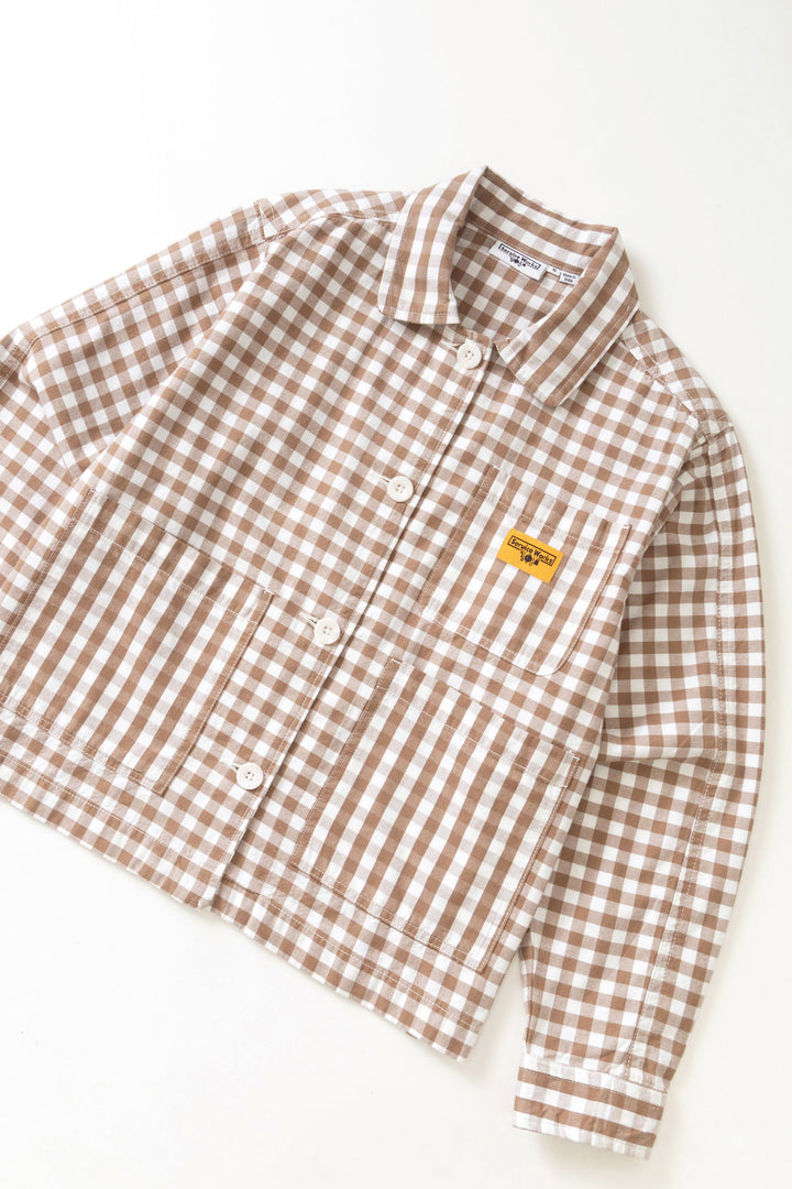 Service Works - Women's Cropped Work Jacket - Brown Gingham
