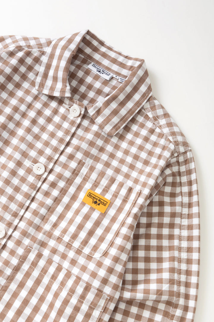 Service Works - Women's Cropped Work Jacket - Brown Gingham
