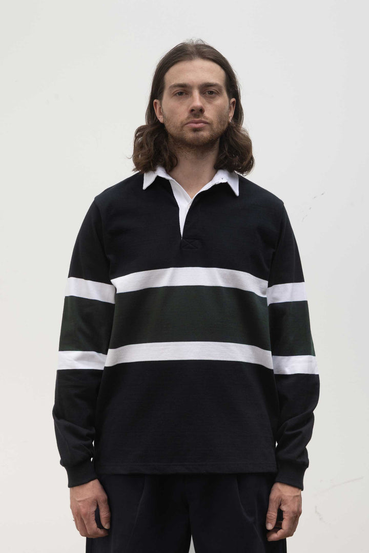 Opensider - Classic Rugby Shirt - Black Tri-Stripe