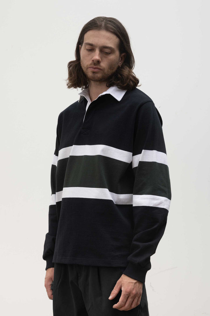 Opensider - Classic Rugby Shirt - Black Tri-Stripe