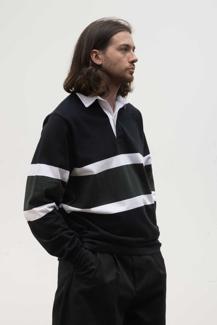 Opensider - Classic Rugby Shirt - Black Tri-Stripe