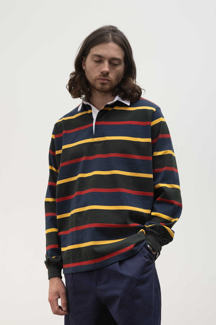 Opensider - Classic Rugby Shirt - Forest Multi-Stripe