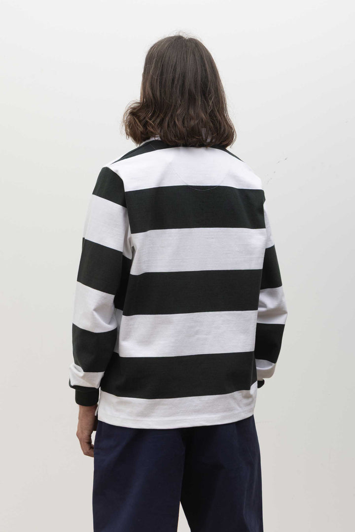 Opensider - Classic Rugby Shirt - Green Wide-Stripe