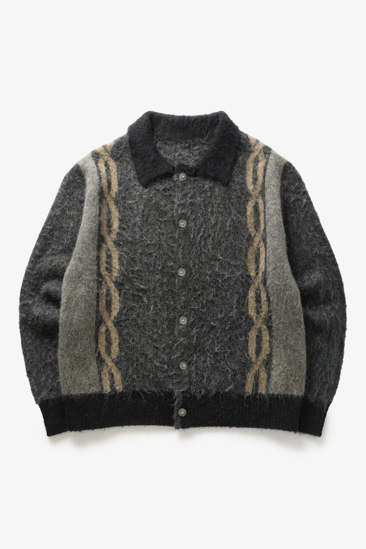 Blacksmith - Chainlink Mohair Cardigan - Grey