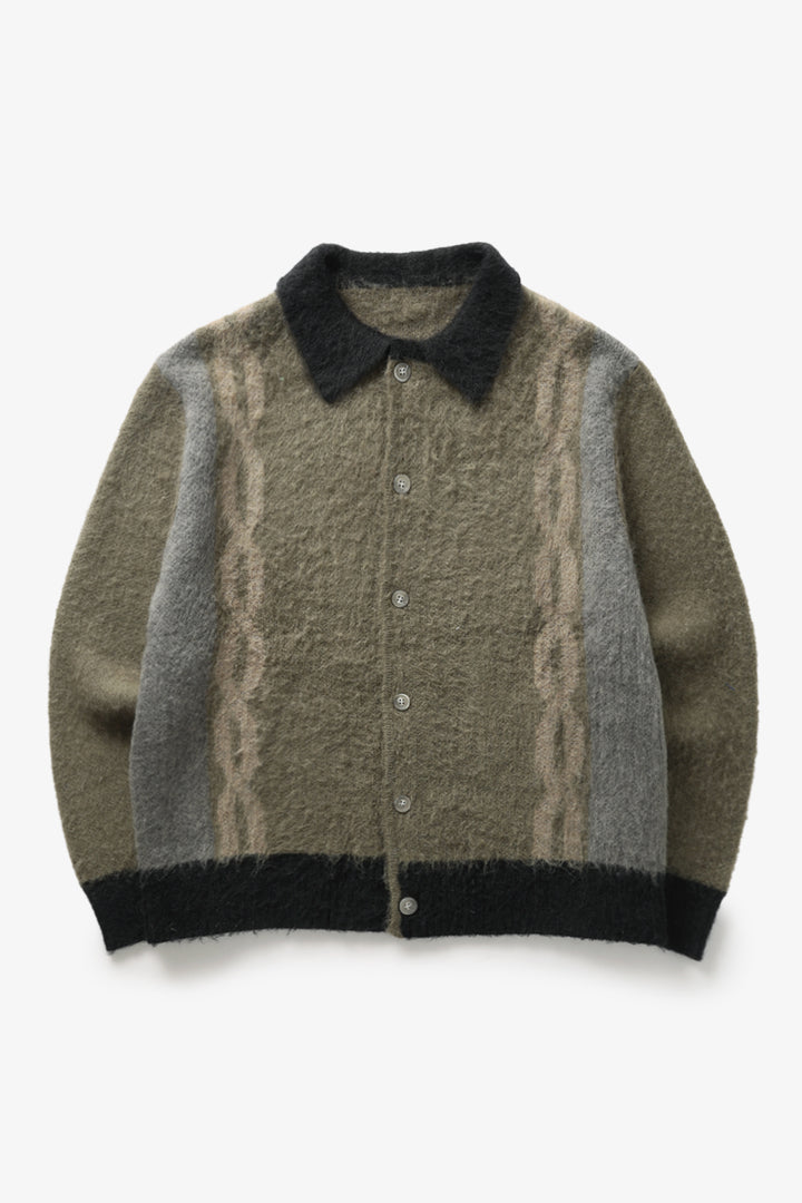 Blacksmith - Chainlink Mohair Cardigan - Olive