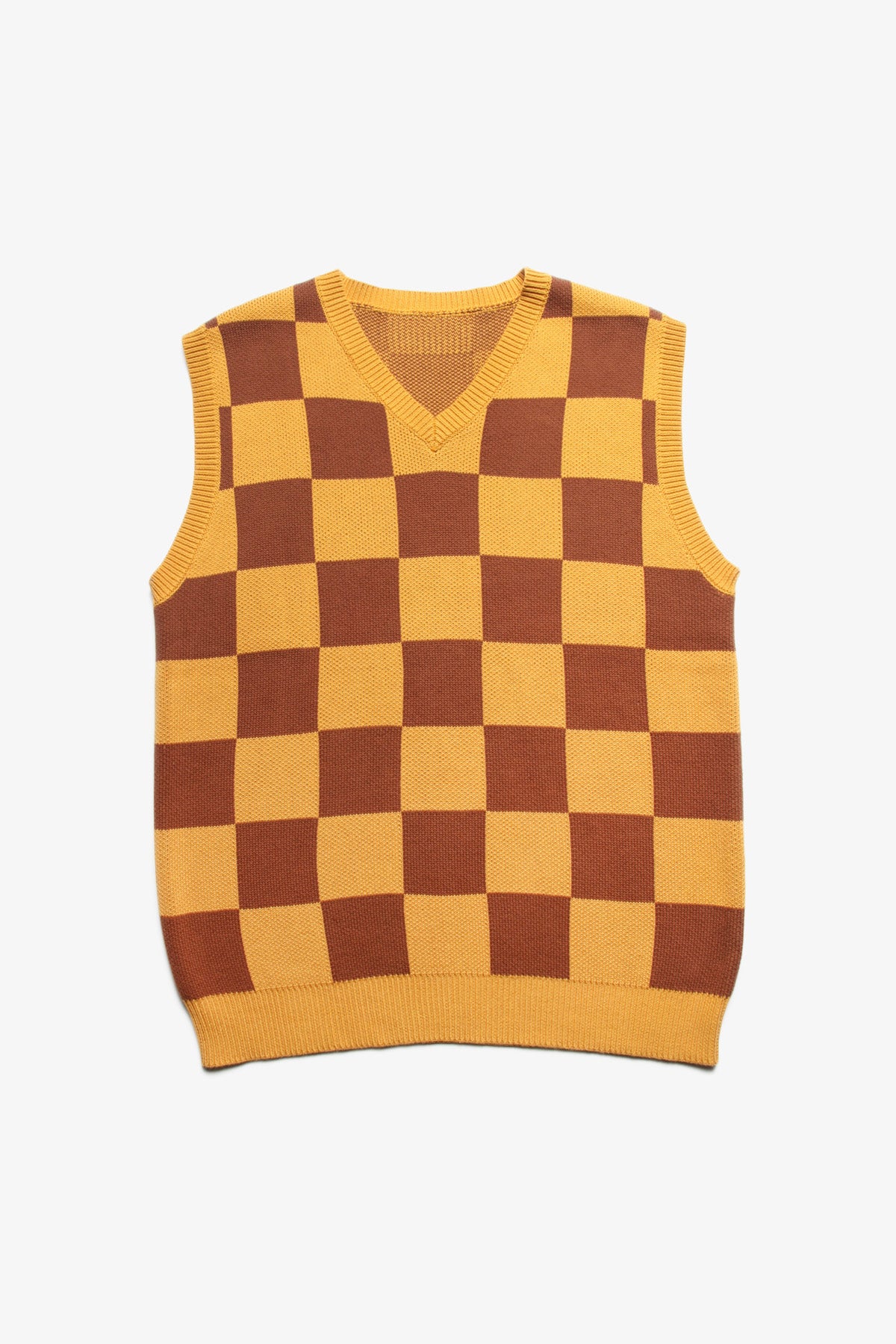 Service Works - Checkerboard Knitted Vest - Pecan