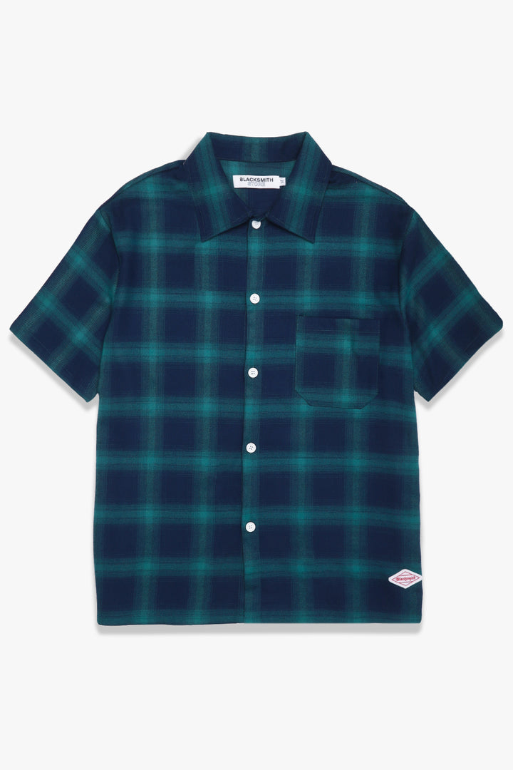 Blacksmith - Shadow Plaid Short Sleeve Shirt - Navy/Green