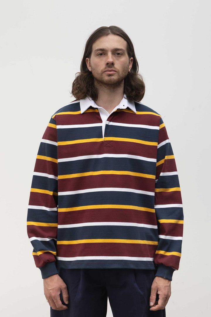Opensider - Classic Rugby Shirt - Burgundy Multi-Stripe