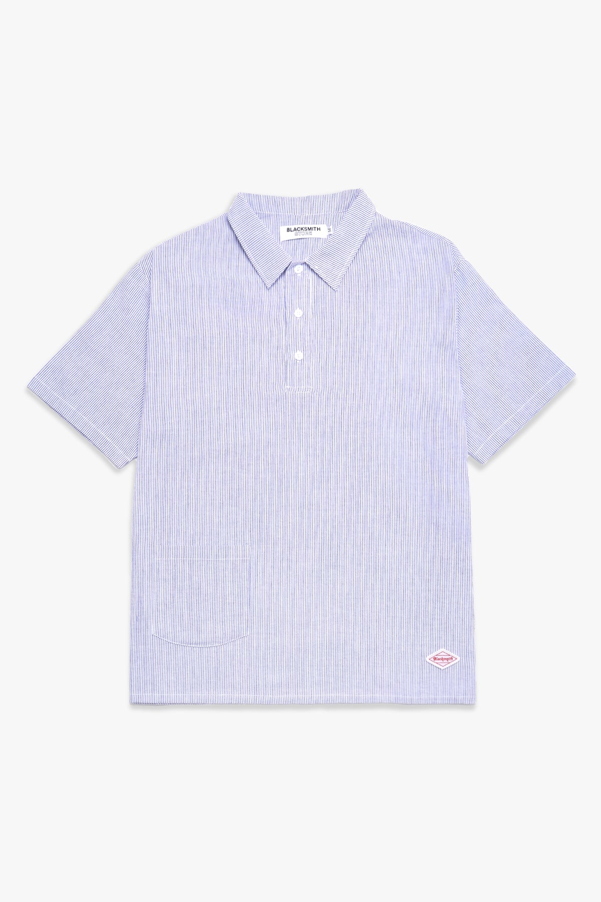 Blacksmith - Short Sleeved Popover Shirt - Blue Seersucker
