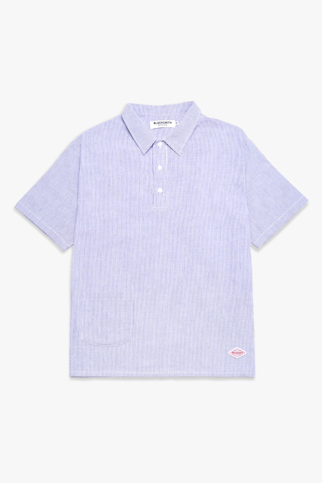 Blacksmith - Short Sleeved Popover Shirt - Blue Seersucker